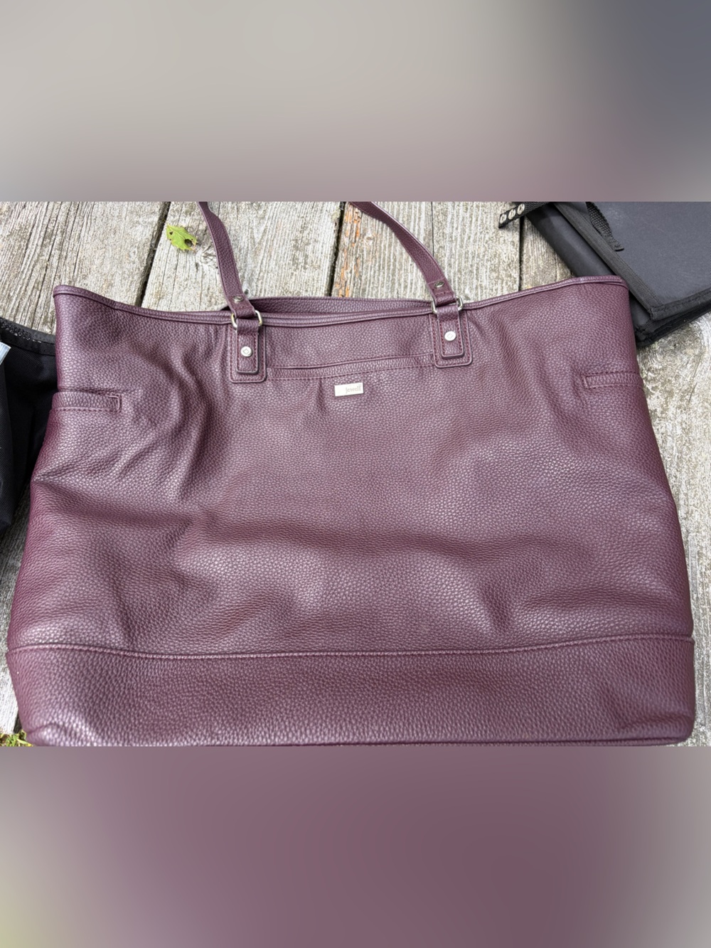 Leather like Tote Bag in Deep Plum - Women's Carryall thirty one